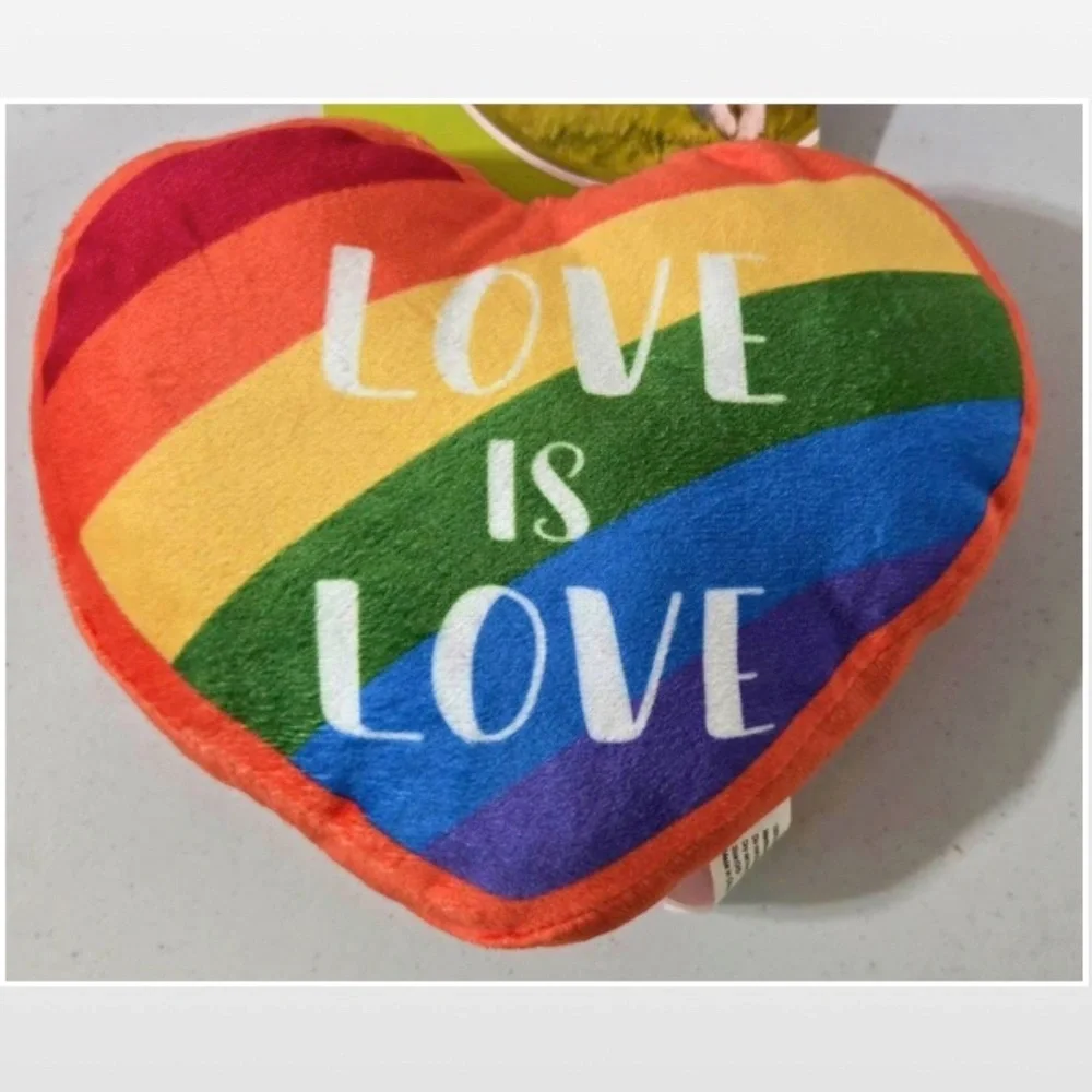 New Dog Toy Plush OS Heart Rainbow Pride Love Is Love Animal Pet NWT
